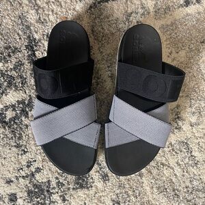 Sorel Black and Gray Slide Sandals